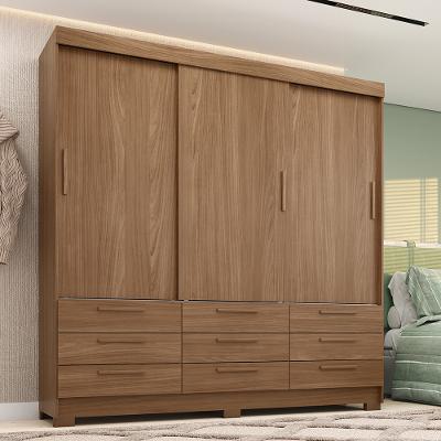 Guarda-Roupa Casal 3 Portas de Correr 9 Gavetas 194,40cm Dante Estilo MM