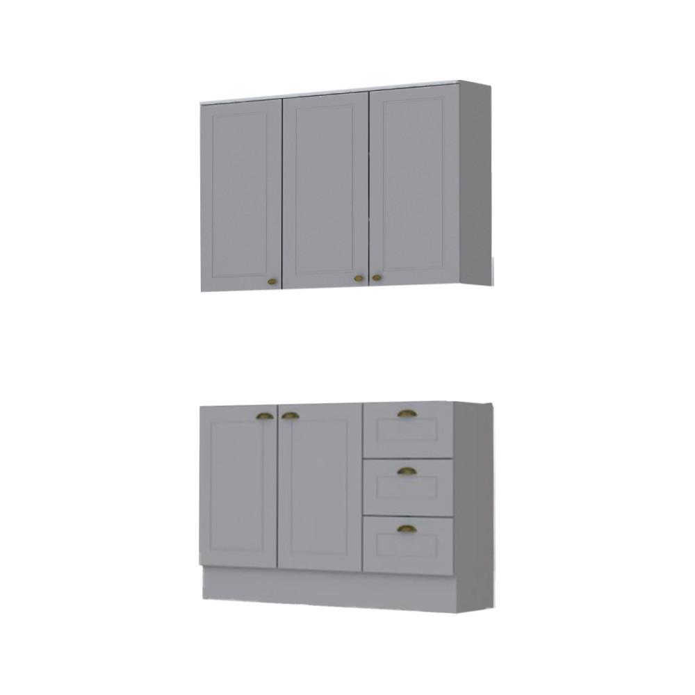 Cozinha Modulada 2 Peças 5 Portas 3 Gavetas Com Tampo Henn Americana - 1