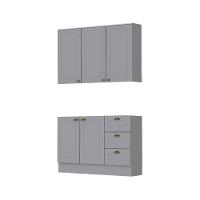 Cozinha Modulada 2 Peças 5 Portas 3 Gavetas Com Tampo Henn Americana - 1