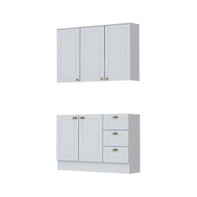 Cozinha Modulada 2 Peças 5 Portas 3 Gavetas Com Tampo Henn Americana