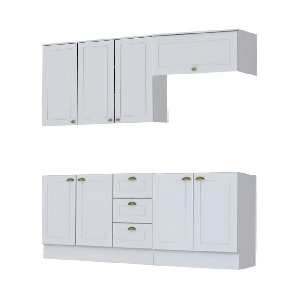 Cozinha Modulada Cooktop 4 Peças 8 Portas 3 Gavetas Com Tampo Henn Americana - 1