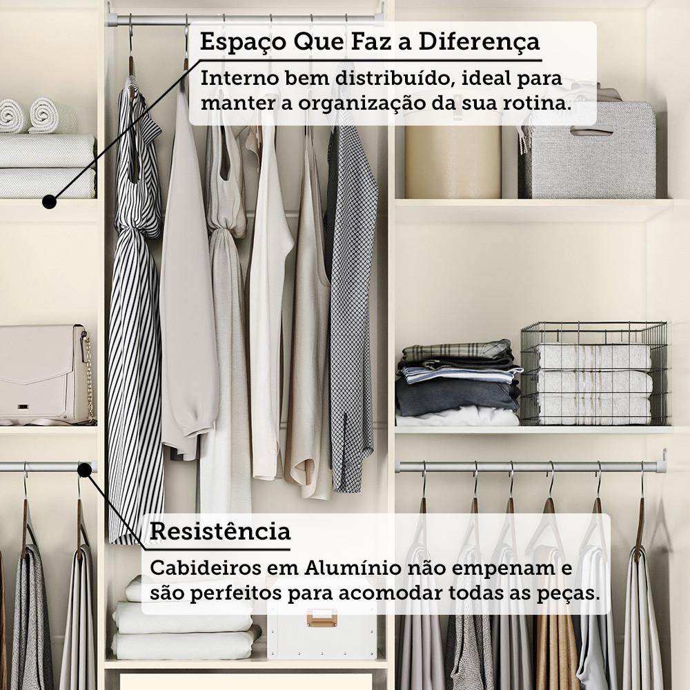 Guarda-Roupa Casal 3 Portas de Correr Com Espelho França Santos Andirá - 8