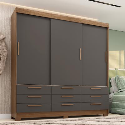 Guarda-Roupa Casal 3 Portas de Correr 9 Gavetas 194,40cm Morretes Santos Andirá