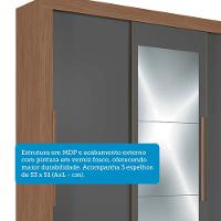 Guarda-Roupa Casal 3 Portas de Correr 9 Gavetas Com Espelho 204cm Maringá Santos Andirá - 5