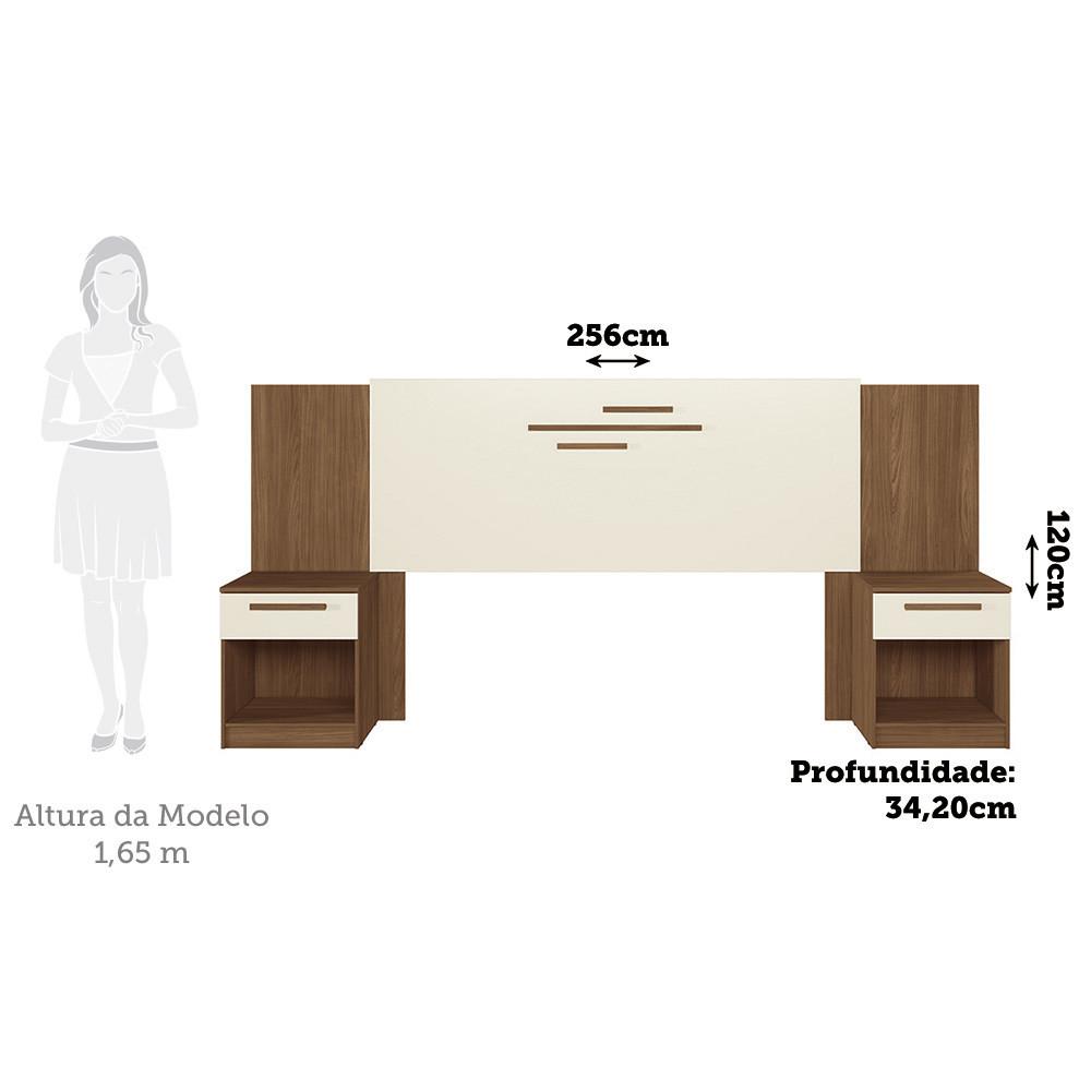 Cabeceira Casal 2 Gavetas 256cm Loanda Santos Andirá - 3