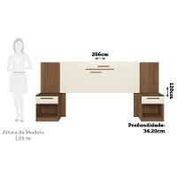 Cabeceira Casal 2 Gavetas 256cm Loanda Santos Andirá - 3