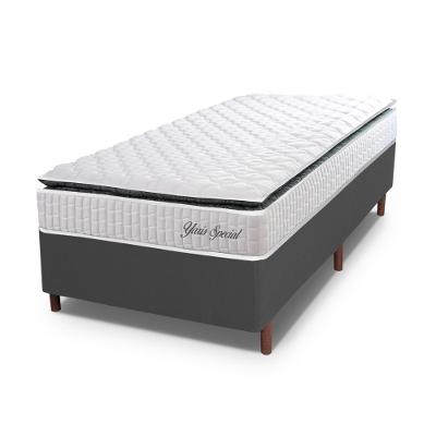 Cama Box Baú Solteiro Hellen Colchão com Molas Ensacadas Yaris Pillow Top 88x188x61cm