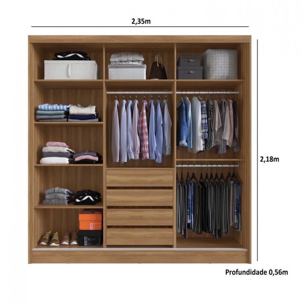 Guarda Roupa Casal MDF Demobile Dalila 3 Portas Com Espelho - 2