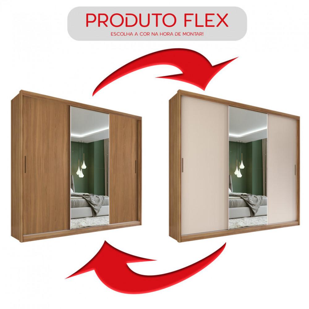Guarda Roupa Casal MDF Demobile Dalila 3 Portas Com Espelho - 3