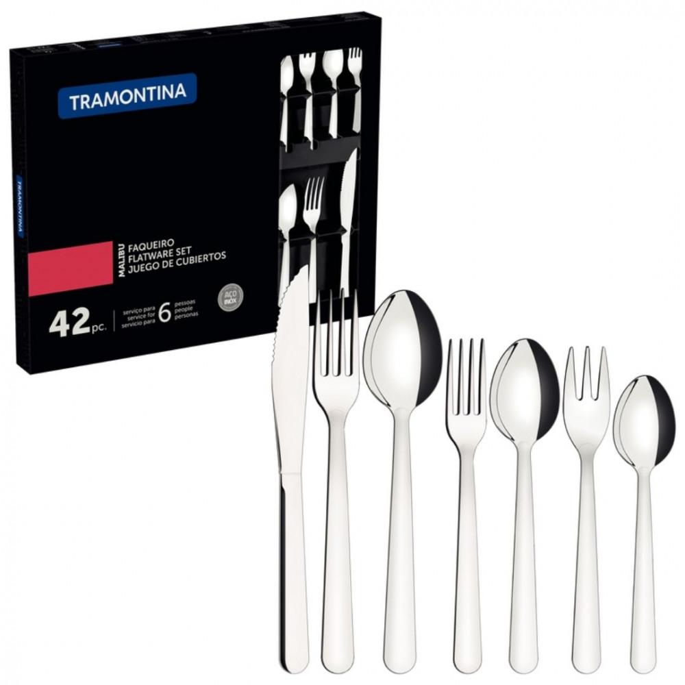 Faqueiro Tramontina Malibu 42 Peças Aço Inox Classic - 1