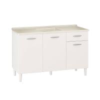 Conjunto Balcão de Cozinha Com Pia Granitada 3 Portas 1 Gaveta Poquema - 1