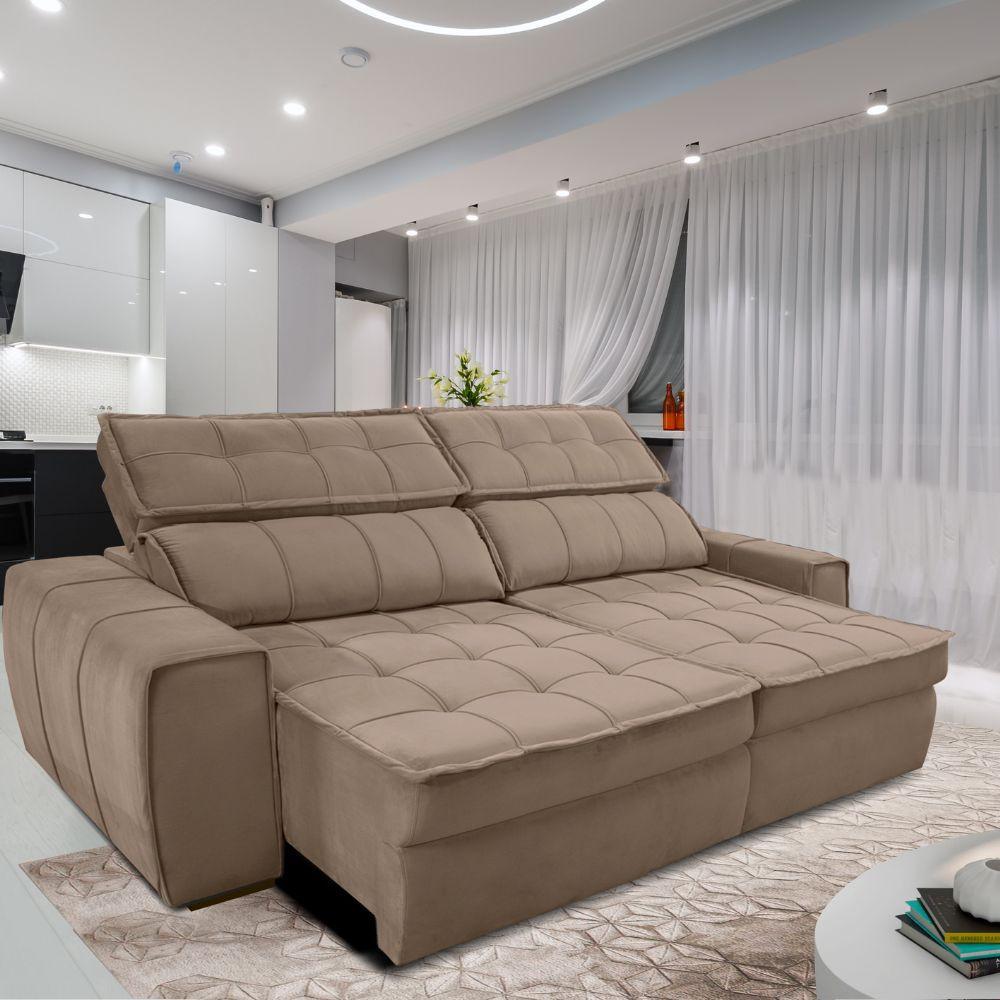 Sofá 254 cm 3 Lugares  Retrátil Reclinável Matielo América - 1
