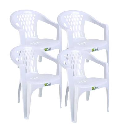 Kit 4 Cadeiras de Plástico com Braço Duo Bella Duoplastic Empilháveis