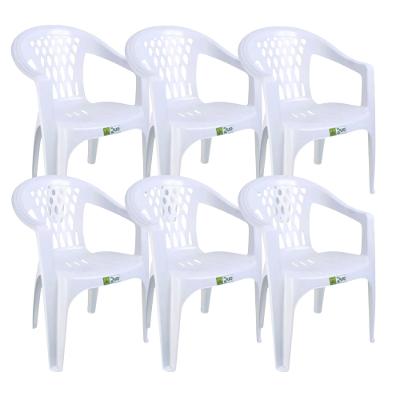 Kit 6 Cadeiras de Plástico com Braço Duo Bella Duoplastic Empilháveis