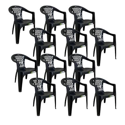 Kit 12 Cadeiras de Plástico com Braço Duo Bella Duoplastic Empilháveis