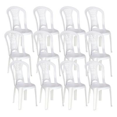 Kit 12 Cadeiras de Plástico Sem Braço Laguna Tramontina Basic