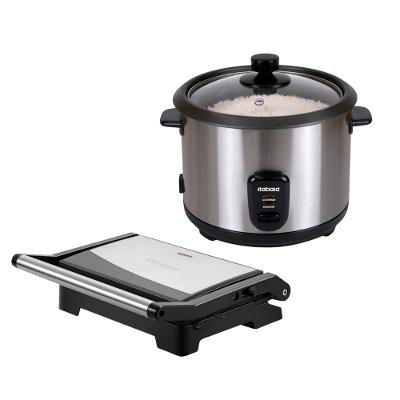 Kit Itatiaia Panela de Arroz 1,5 L Midi e Grill Essencial 1000 W Inox
