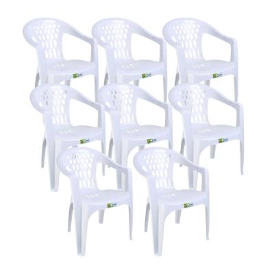 Kit 8 Cadeiras de Plástico com Braço Duo Bella Duoplastic Empilháveis
