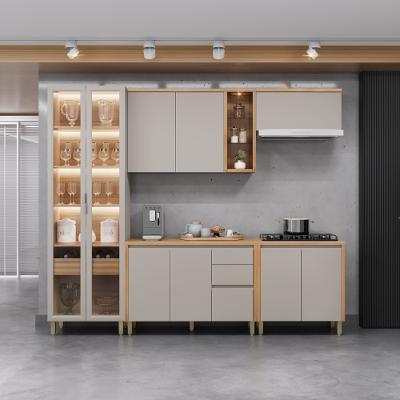 Cozinha Modulada Allure Linea Brasil 5 Peças MDF com Cristaleira LED e Armário Basculante A02M4