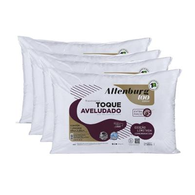 Kit 4 Travesseiros Altenburg Toque Aveludado 48x68 Macios e Confortáveis