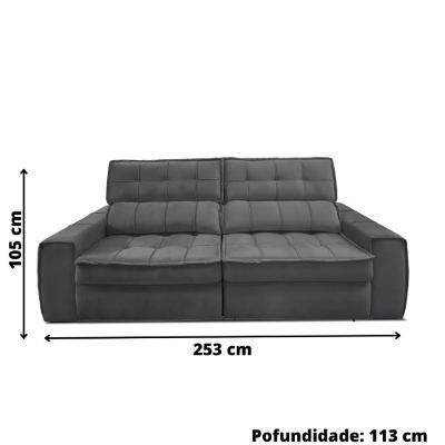 Kit Sofá Matielo América 3 Lugares Retrátil Reclinável com Painel TV 55 Esmeralda Caemmun