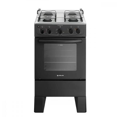 Fogão 4 Bocas Preto com Mesa Inox Atlas Milão Plus Bivolt