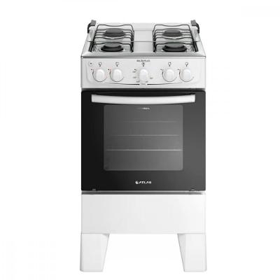 Fogão 4 Bocas Preto com Mesa Inox Atlas Milão Plus Bivolt