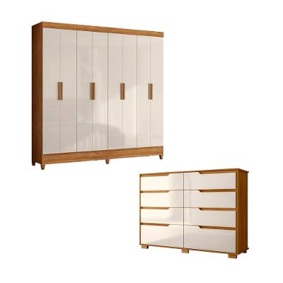 Conjunto Guarda Roupa 8 Portas 2 Gavetas com Cômoda 8 Gavetas Moval