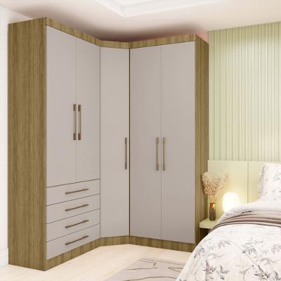 Conjunto Guarda Roupa Modulado Canto 3 Peças 5 Portas 4 Gavetas Paris Eucamóveis