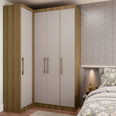 Conjunto Guarda Roupa Modulado Canto 2 Peças 4 Portas 2 Gavetas Paris Eucamóveis