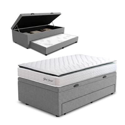 Conjunto Base Box Baú com Cama Auxiliar Prince e Colchão D33 Hellen