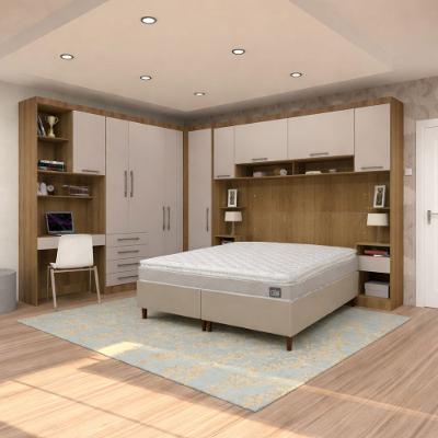 Conjunto Quarto Queen Base Box e Colchão 10 Peças 11 Portas 7 Gavetas Paris Eucamóveis