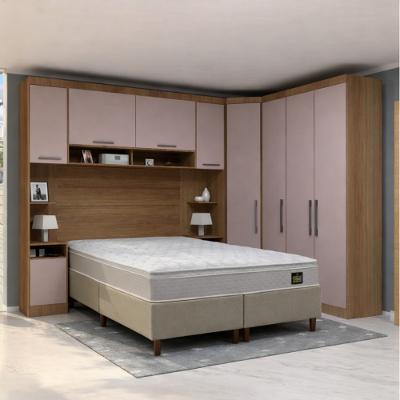 Conjunto Quarto Queen Base Box e Colchão 7 Peças 8 Portas 2 Gavetas Paris Eucamóveis