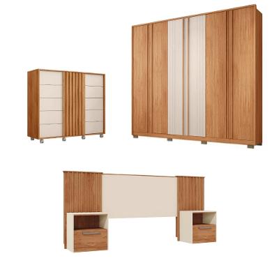 Quarto Casal Caemmun Mozart com Guarda-Roupa 6 Portas, Cômoda e Cabeceira