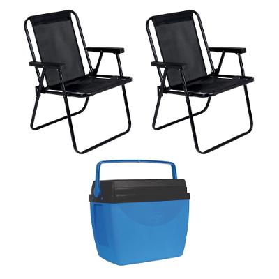 Conjunto Duas Cadeiras de Praia Alta com Caixa Térmica 34L MOR