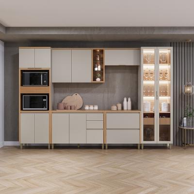 Cozinha Modulada Allure Linea Brasil 6 Peças MDF com Torre Quente e Cristaleira LED A02M5