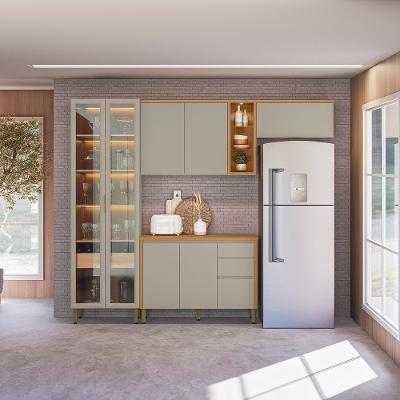 Cozinha Modulada Allure Linea Brasil 4 Peças MDF com Cristaleira LED A01M3