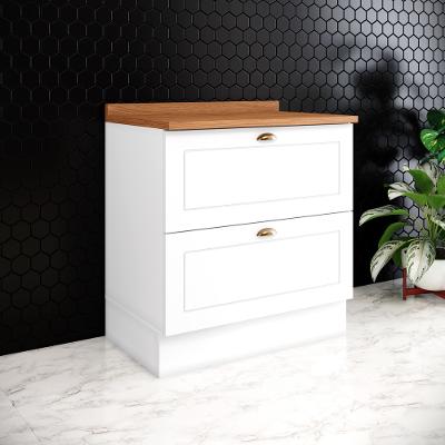 Balcão 02 Gavetas 80cm 100% MDF com Tampo Americana Henn