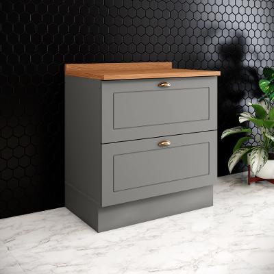 Balcão 02 Gavetas 80cm 100% MDF com Tampo Americana Henn
