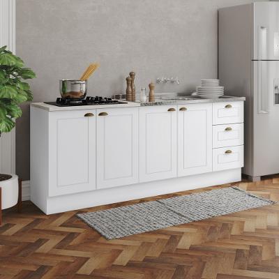 Cozinha Compacta 3 Peças 100% MDF 4 Portas 3 Gavetas Com Tampo Para Cooktop Americana Henn