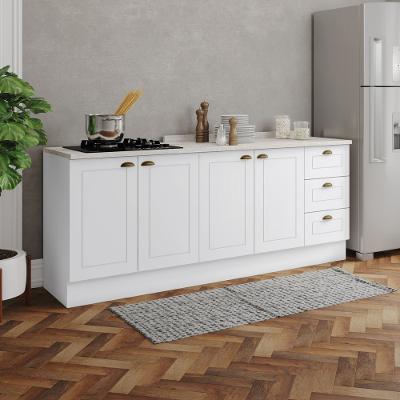 Cozinha Compacta 4 Peças 100% MDF 4 Portas 3 Gavetas Com Tampo Americana Henn
