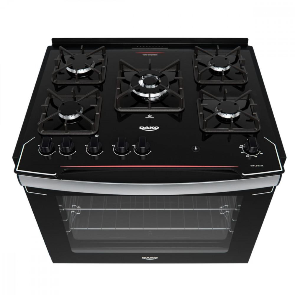 Fogão de Embutir 5 Bocas Dako com Mesa de Vidro Diplomata - 2