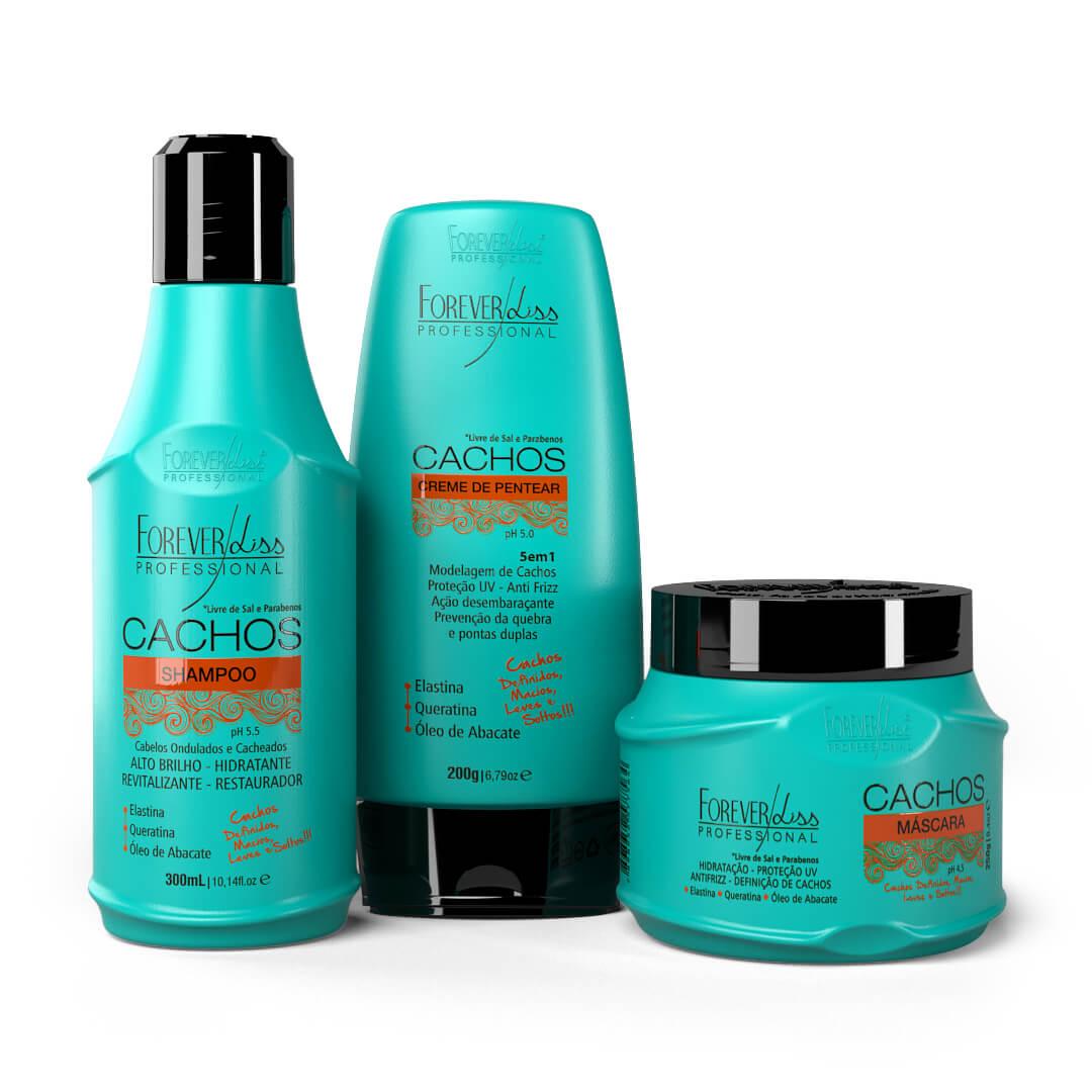 Kit Cachos Com Shampoo, Máscara e Creme De Pentear Forever Liss - 1