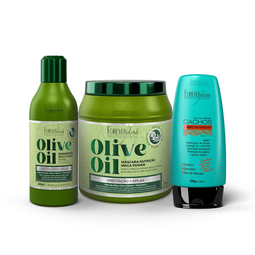Kit Olive Oil Shampoo 300Ml E Máscara 950G Forever Liss - 1