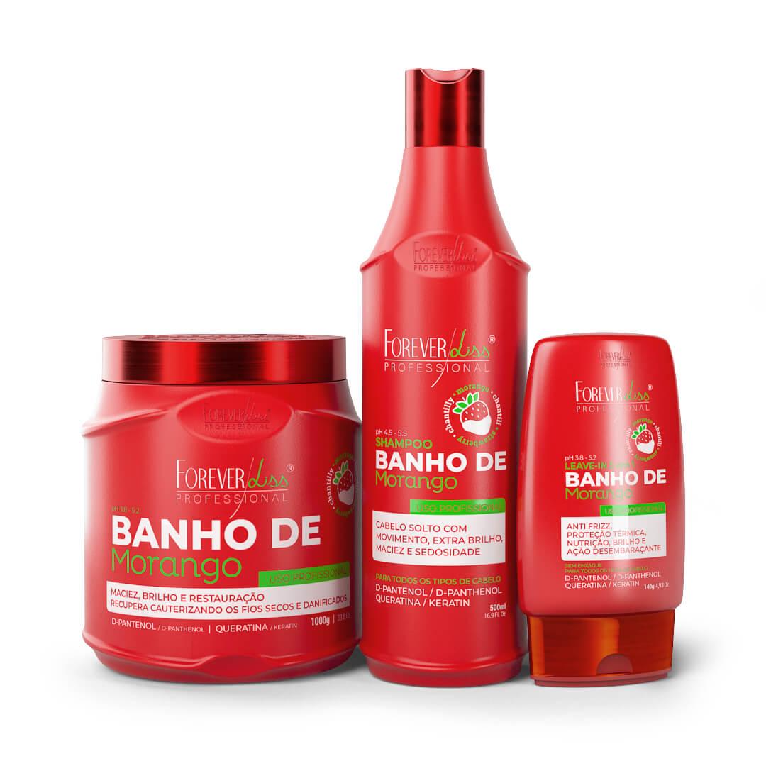 Kit Banho De Morango Profissional Brilho Extremo Forever Liss - 1