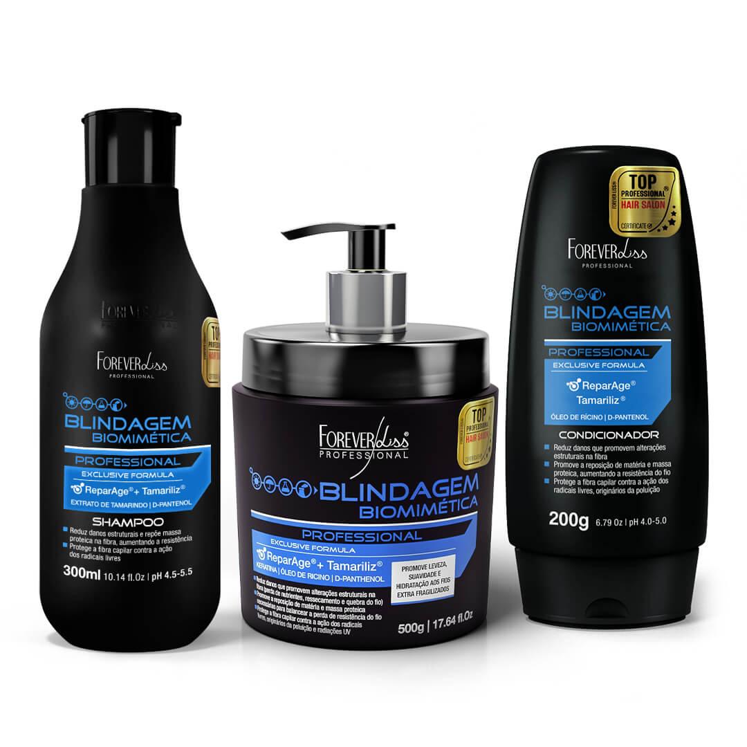 Kit Shampoo, Condicionador e Máscara Blindagem Capilar Forever Liss - 1