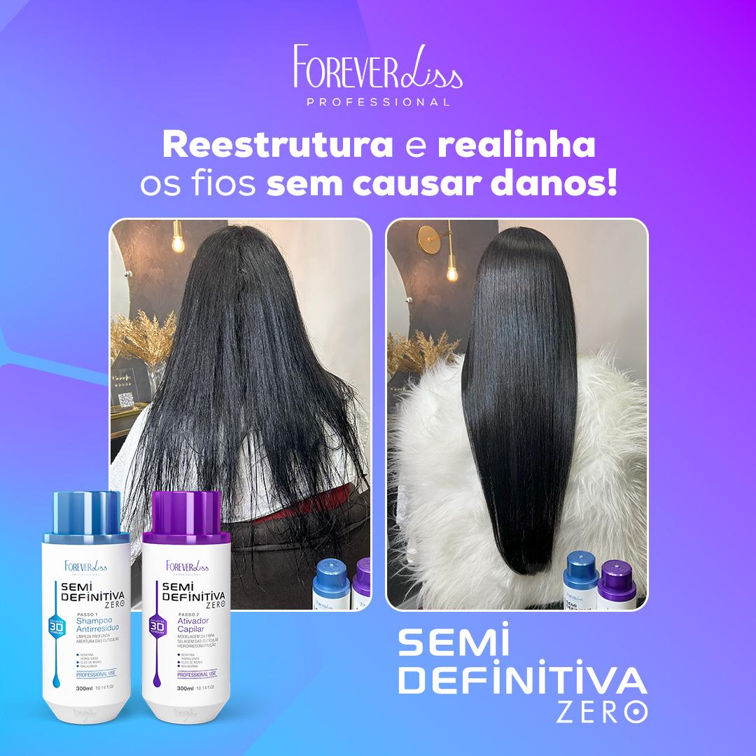 Kit Escova Semi Definitiva Zero com Blindagem Forever Liss - 3