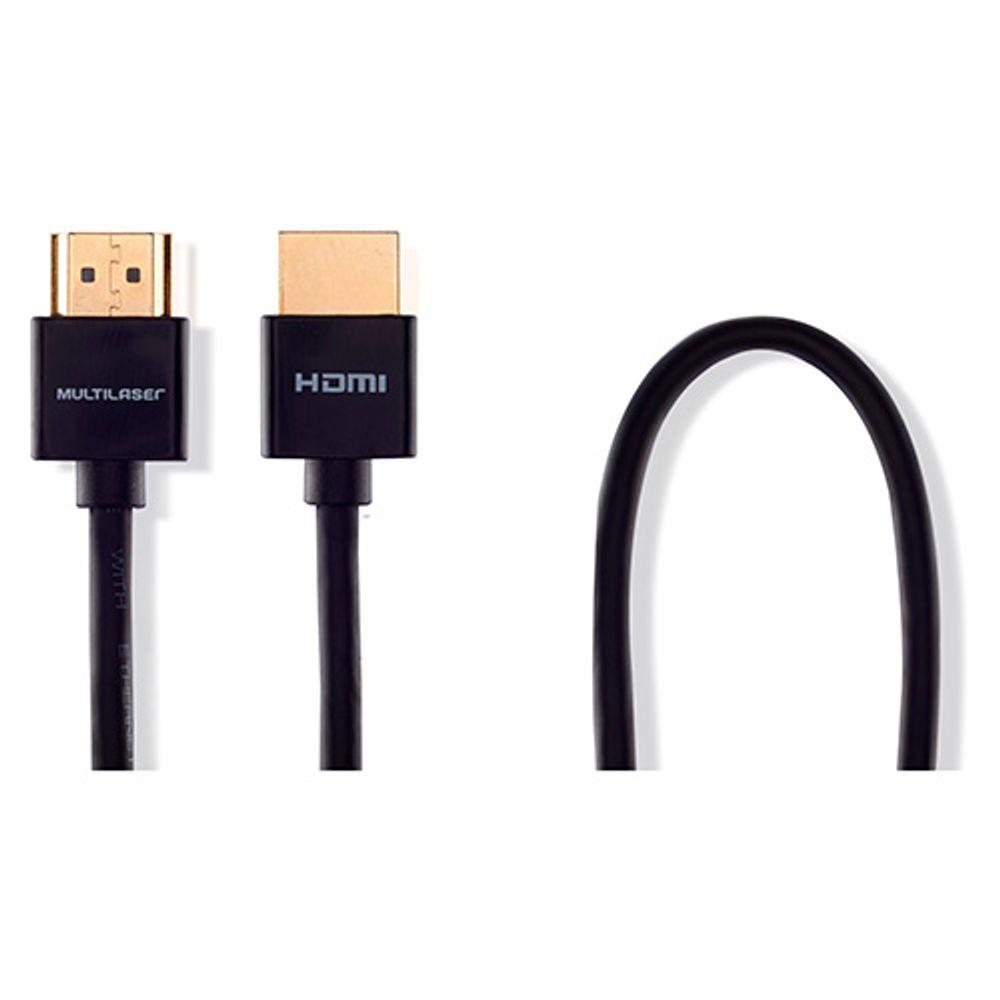 Cabo de Vídeo HDMI Ultra Slim 19 Pinos com Conector Banhado - 3,0 Mts - Multilaser - 1
