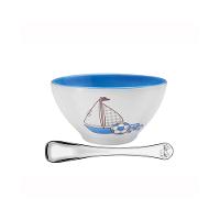 Kit Infantil com Cumbuca em Cerâmica e Colher em Aço Inox Azul 2pçs - Tramontina - 1