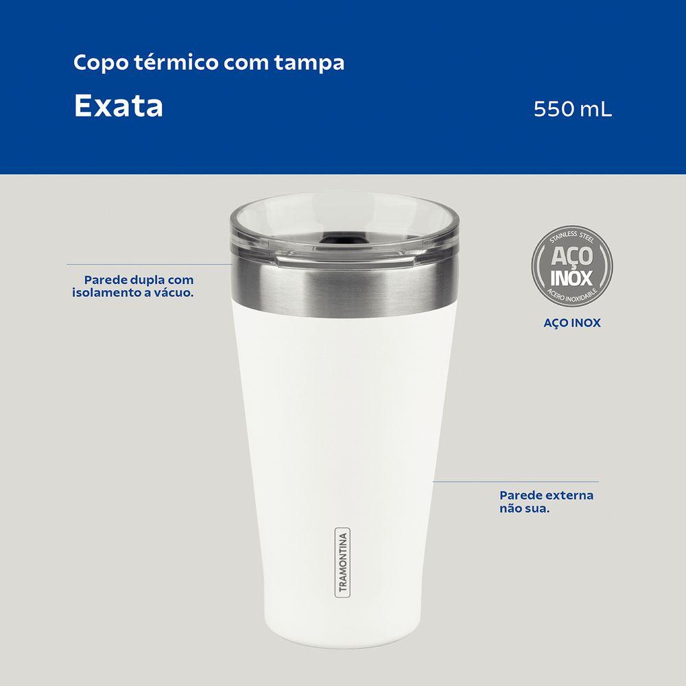 Copo Térmico Exata em Aço Inox Branco sem Tampa 550ml - Tramontina - 2